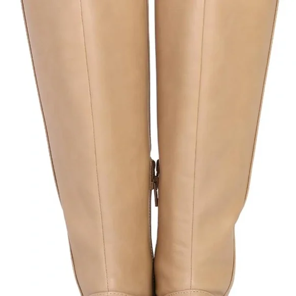 NWT Tan Knee-High Cowboy Boots / Vegan Leather / Faux Leather - Picture 5 of 17